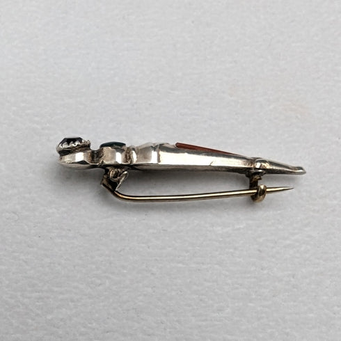 ヴィンテージ 純銀製 3カラーストーン ピンブローチ