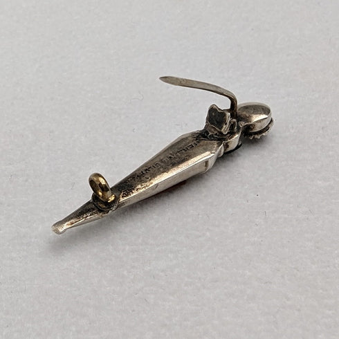 Vintage sterling silver 3-color stone pin brooch