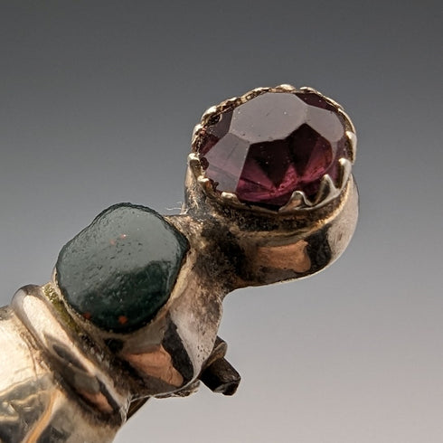 ヴィンテージ 純銀製 3カラーストーン ピンブローチ