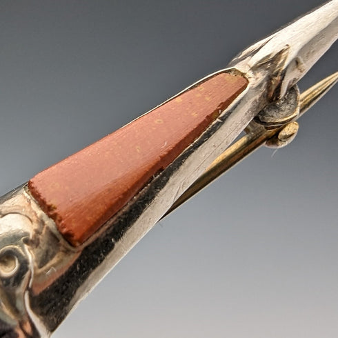 Vintage sterling silver 3-color stone pin brooch