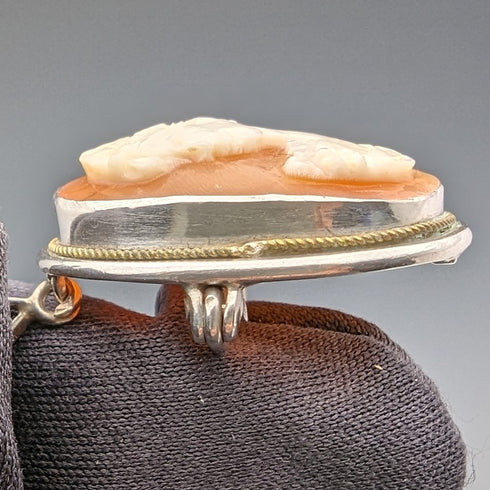 ヴィンテージ カメオペンダント ブローチ 純銀ネックレス