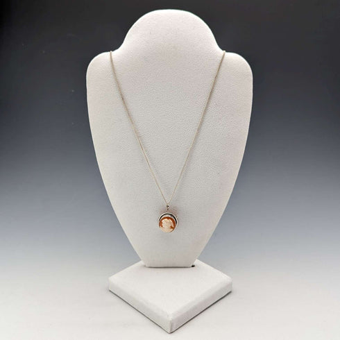 Vintage cameo pendant brooch sterling silver necklace
