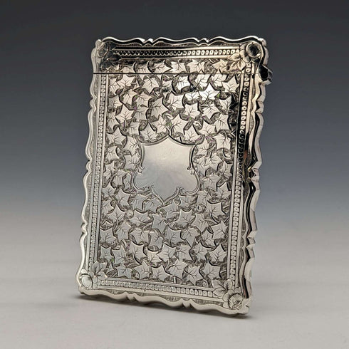 1883 British antique sterling silver card case 47g George Unite