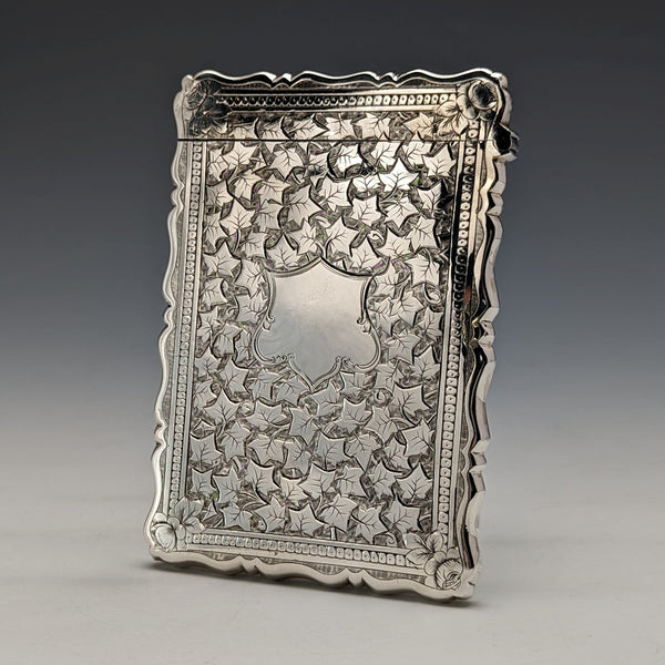 1883 British antique sterling silver card case 47g George Unite