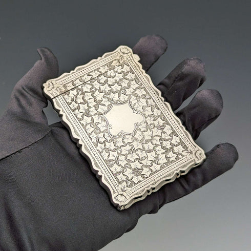 1883 British antique sterling silver card case 47g George Unite