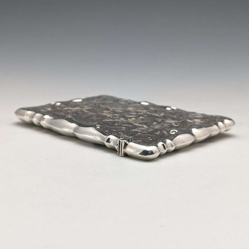1903 British antique sterling silver large card case, 87g, William Bruford and Sons