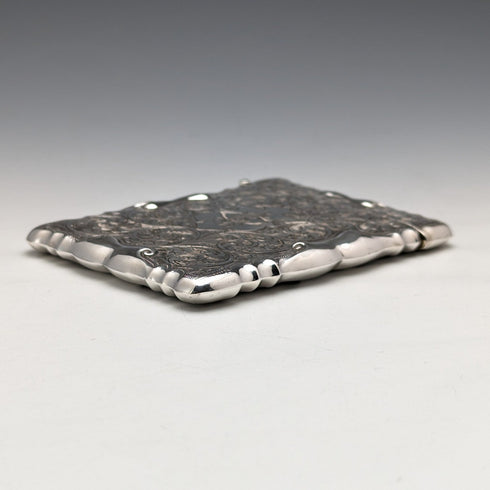 1903 British antique sterling silver large card case, 87g, William Bruford and Sons