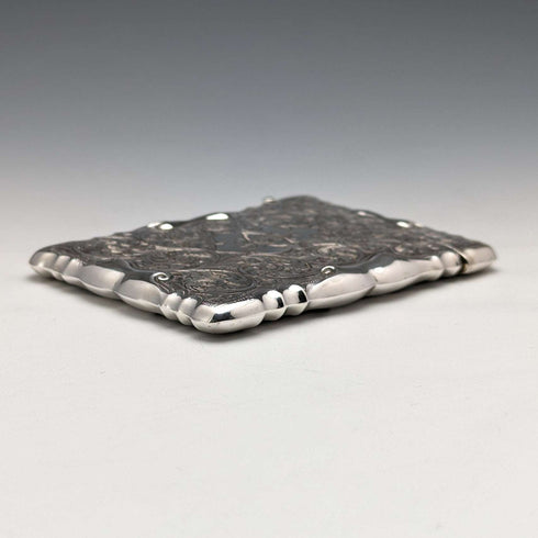 1903 British antique sterling silver large card case, 87g, William Bruford and Sons