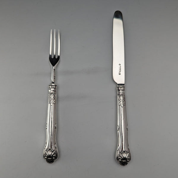 Circa 1829 British antique pure silver dessert cutlery pair by Aaron Hadfield
