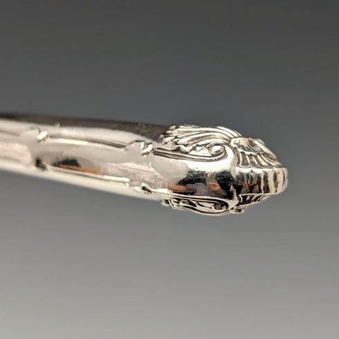 Circa 1829 British antique pure silver dessert cutlery pair by Aaron Hadfield