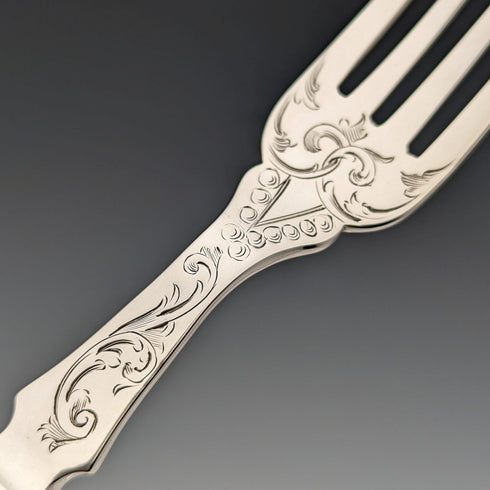 19世紀後半 英国アンティーク 総純銀製 フィッシュカトラリー 3ペア John Gilbert