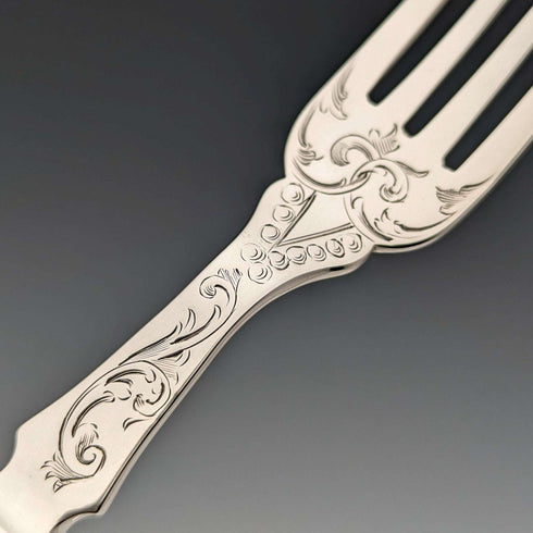 Late 19th Century British Antique All Sterling Silver Fish Cutlery 3 Pairs by John Gilbert