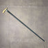 Antique Men's Walking Stick, Horn, Clutch Handle, Black Shaft, Pure Silver Decoration, 90cm