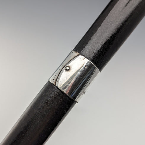 1923 年英國古董男士手杖純銀裝飾黑軸 91 公分 K&S Ltd