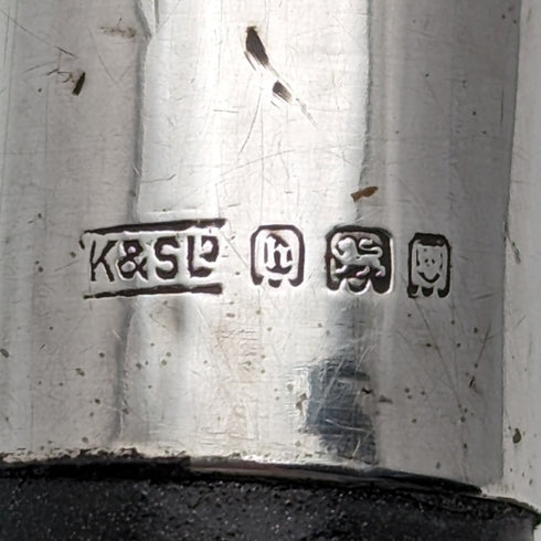 1923 年英國古董男士手杖純銀裝飾黑軸 91 公分 K&S Ltd