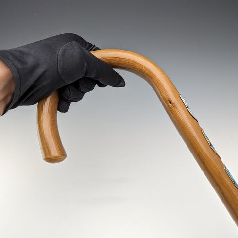 復古男式瑞士旅遊手杖棕色軸 94 厘米