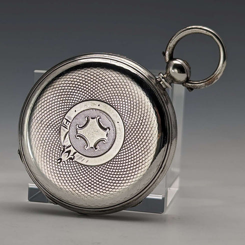 Circa 1880 Antique Bauer Decorative Dial Winding Pocket Watch Silver Side Diameter 44mm Working Condition