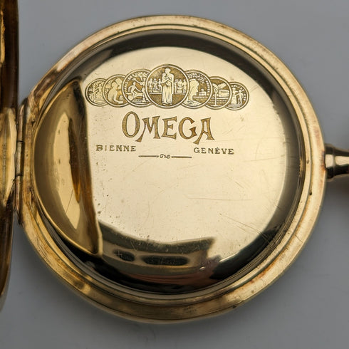 Circa 1920 Antique Omega Chronograph Pocket Watch, 18K Solid Gold Case, in good working order