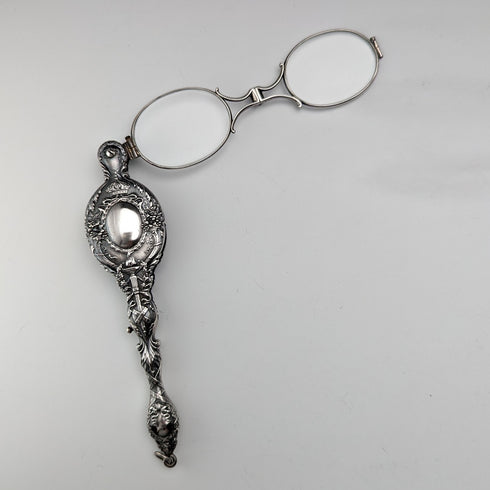 American antique sterling silver detailed decorative portable folding glasses Roniet