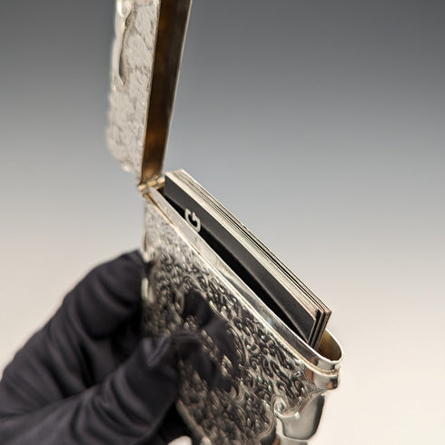1903 British antique sterling silver card case, 95g, John Rose