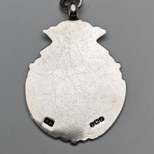 Circa 1900 British antique sterling silver Albert chain, 52g, sterling silver medal fob