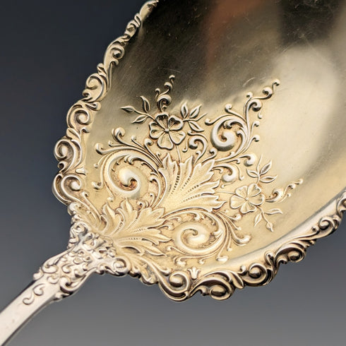 Circa 1900 American antique sterling silver serving spoon