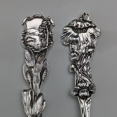 1900年頃 米国アンティーク 純銀製スーベニアスプーンx6 ティースプーンサイズ 計115g