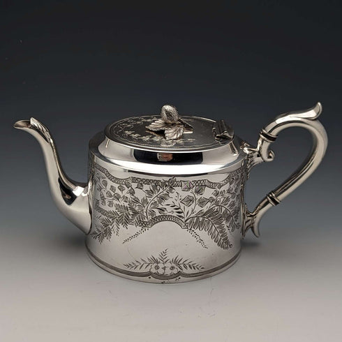 Circa 1900 British antique silver plate teapot James Deakin & Sons