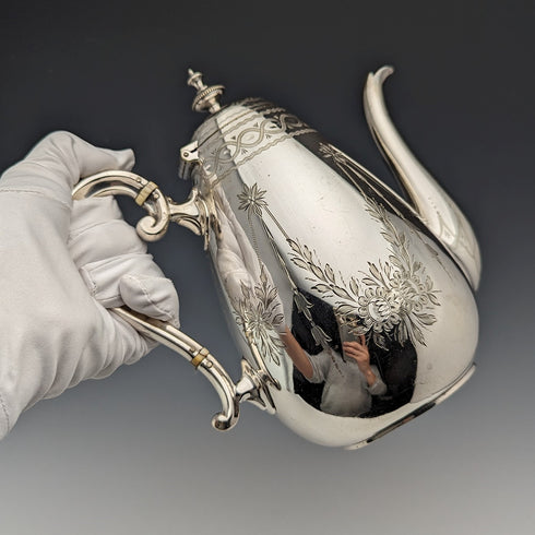 1885年頃 英国アンティーク シルバープレート製 バチェラーコーヒーポット Mappin Brothers