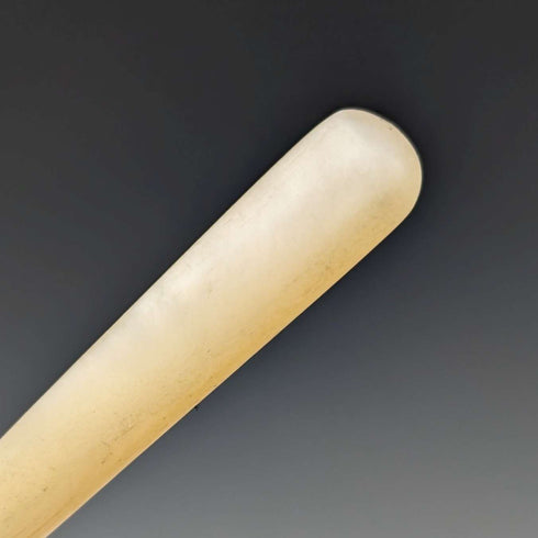 1911 British antique white mother-of-pearl handle sterling silver tea caddy spoon William Henry Leather
