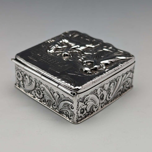 1897 British antique sterling silver square box 60g George Nathan & Ridley Hayes