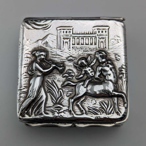 1897 British antique sterling silver square box 60g George Nathan & Ridley Hayes