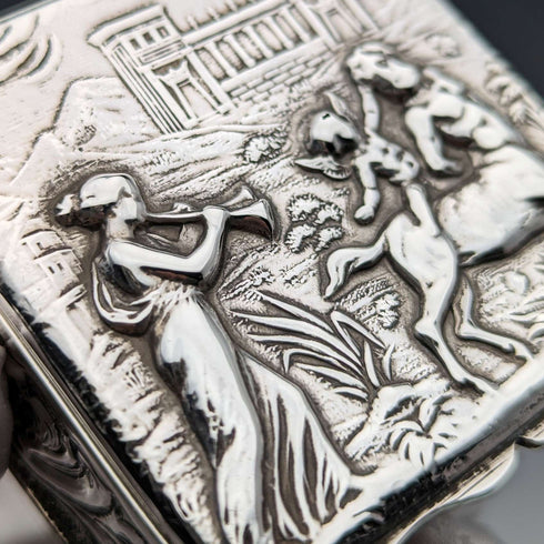 1897 British antique sterling silver square box 60g George Nathan & Ridley Hayes