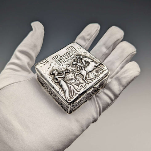 1897 British antique sterling silver square box 60g George Nathan & Ridley Hayes