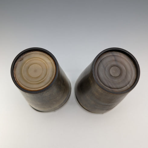Pair of antique British horn beaker cups from around 1900
