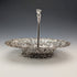 1892 British antique sterling silver basket decorated with pierced earrings, movable handle, 272g, large, Spiers