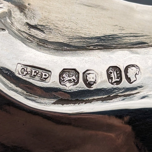 1846 British antique sterling silver Salva card tray, diameter 23cm, 396g, George Frederick Pinnell