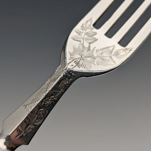 19 世紀末英國古董白色珍珠柄水果餐具 6 對套裝帶托盤