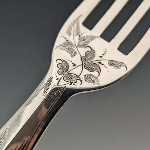 約 1830 年英國古董純銀手柄 6 雙水果餐具 包括 Aaron Hadfield 托盤