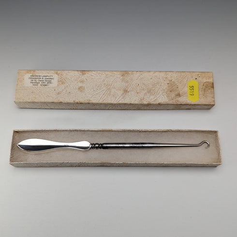 1911 British antique sterling silver handle large button hook boot hook William Vale