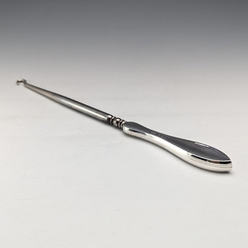 1911 British antique sterling silver handle large button hook boot hook William Vale