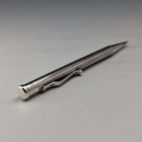British Vintage Yard O' Red Rolled Silver Push-Pull Pencil