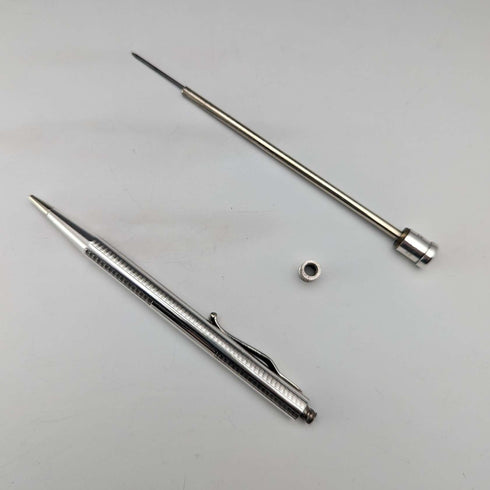 British Vintage Yard O' Red Rolled Silver Push-Pull Pencil