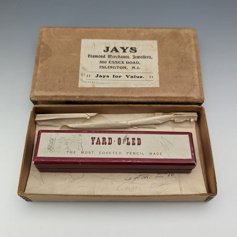 1952 British Yard O' Red Sterling Silver Push Pencil with Box and Papers