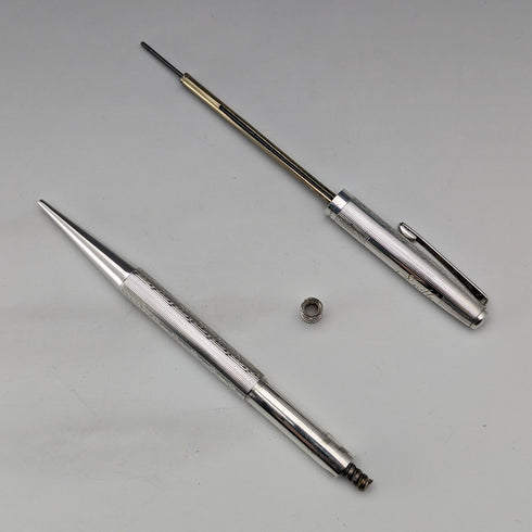 1983 British Yard O' Red Sterling Silver Push-Pull Pencil in Case