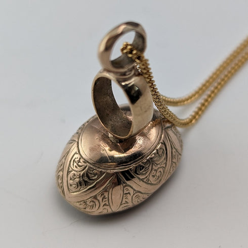 20世紀初頭頃 8ctゴールド& パープルストーンフォブ ネックレス