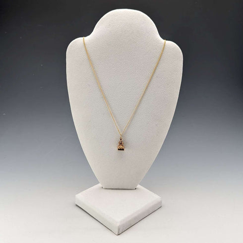 Early 20th Century British Antique 9ct Gold & Red Stone Fob Necklace