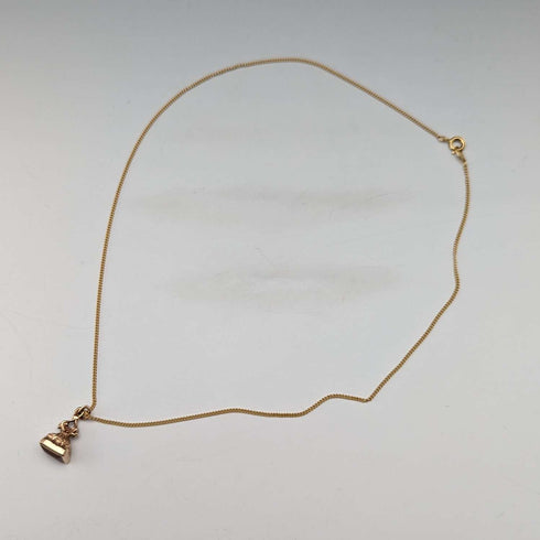 Early 20th Century British Antique 9ct Gold & Red Stone Fob Necklace