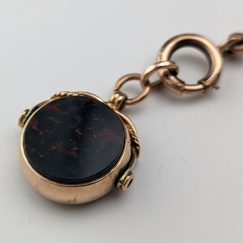 Antique British Gold-Plated Albert Chain 9ct Gold Two-Tone Swivel Fob