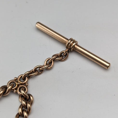 Antique British Gold-Plated Albert Chain 9ct Gold Two-Tone Swivel Fob